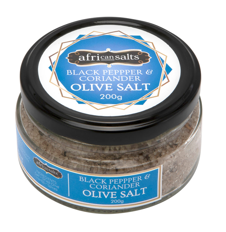 Olive Salt Crystals with Coriander & Black Peppercorns