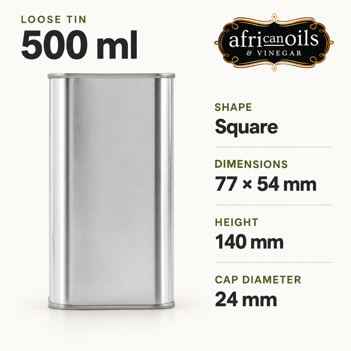 Premium Food Grade Tin + Cap – 500ml